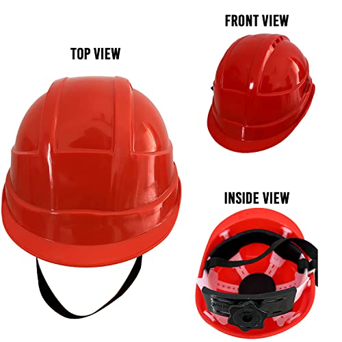 Image of LADWA Red Heavy Duty Director Safety Helmet, ISI Marked Protective Hard Hat for Construction, Industrial and Workplace Safety Applications (Pack of 5)
