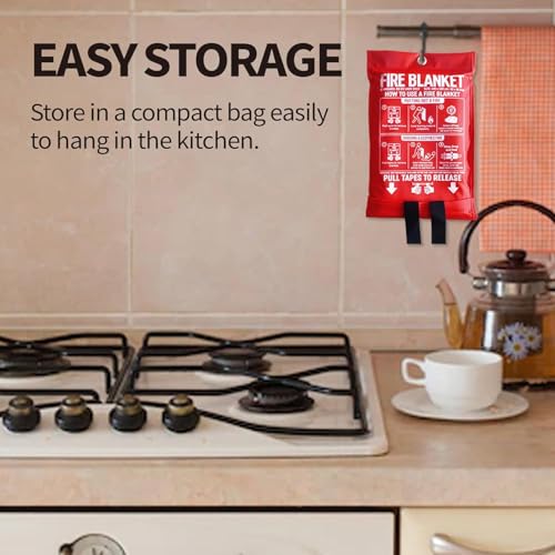 Image of Fire Blanket for Home and Kitchen,40 inch x 40 inch,8 Pack,Emergency Fire Blanket