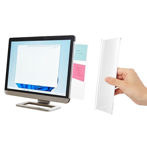 Computer Monitor Memo Board 2 Pack Sticky Note Holder, Semi-Transparent Flexible PVC, Monitor Adhesive Message Boards, Desk Accessories & Workspace Organizers, 12' L x 3' W, Non-Acrylic