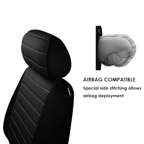 TOYOUN Universal Sitzbezüge Auto Vordersitze Autositzbezüge Schonbezüge Vorne Vordersitzbezüge Seitenairbag geeignet, 2er Jacquard-Fabirk Autoschonbezüge, Grau