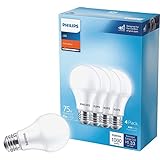 PHILIPS A19 E26 (Medium) LED Bulb Soft White 75 Watt Equivalence 4 pk, Packaging May Vary