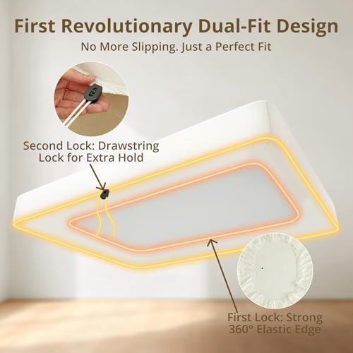2026 Upgraded Fitted Sheet Queen Only Drawstring with 360° Elastic Strap to Stay Tight, Extra-deep Version Cotton Queen Fitted Sheet Fits 14" to 18" Mattress, No Slippage, Luxury Soft and Comfortable - image 2