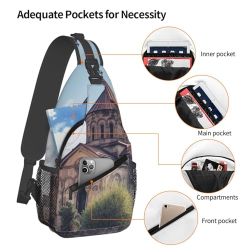 Mochila Sling Bandolera Negra para Senderismo y Uso Diario miniatura 3