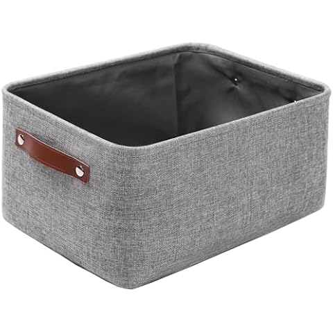 Mangata Foldable Storage Baskets with Leather Handles Cover