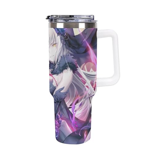 タンブラー ジャンヌ・オルタ Fate FGO 水筒 40OZ 真空断熱 保温保冷 ステンレスマグボトル 結露しない ストロー付き/直飲み可能 洗いやすい ハンドル付き 車内用 アウトドア キャンプ 大容量