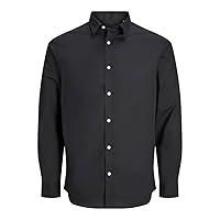 JJ REBEL Camicia da Uomo Jrebgavin Solid Shirt LS Noos, Nero