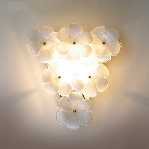 Lámpara de noche de pared con diseño de flor de vidrio para dormitorio