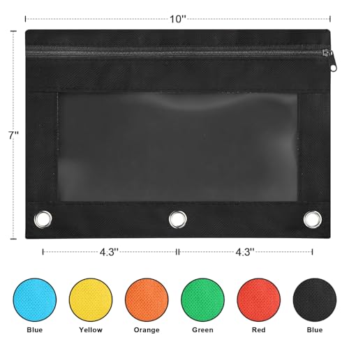 Image of Shemira Pencil Pouch for 3 Ring Binder, Binder Pencil Pouch with Smooth Zipper, Clear Window Pencil Case for Binder, Zipper Pencil Pouches, Big Capacity 3 Ring Binder Pencil Bag, Purple
