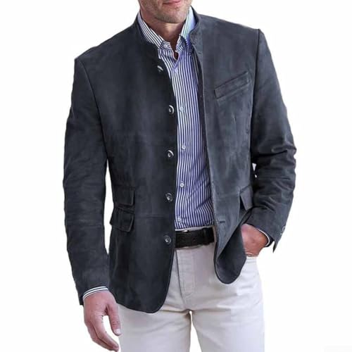 Nostalgic - Giacca blazer da uomo, elegante, sartoriale con design moderno e classico (XL, grigio scuro)