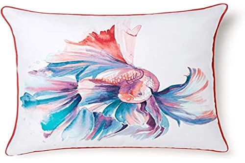 L1NK STUDIO Kissenbezug 50x50 cm 100% Baumwolle (280g/m2) Digitales Stempeln Mit Reißverschluss Un Piping Oceanum Multicolor Cover