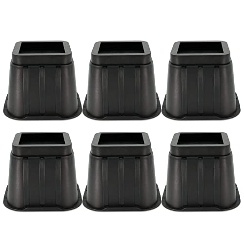 Aspeike 4 Inch Bed Or Furniture Risers, Heavy Duty Bed Lift Fit For Caster Wheels Of Furniture, Bed Raising Blocks, Up To 4,400 Lbs, 6 Pcs Safe, Sturdy Durable And Stable Table Couch And Sofa Risers #TOP17