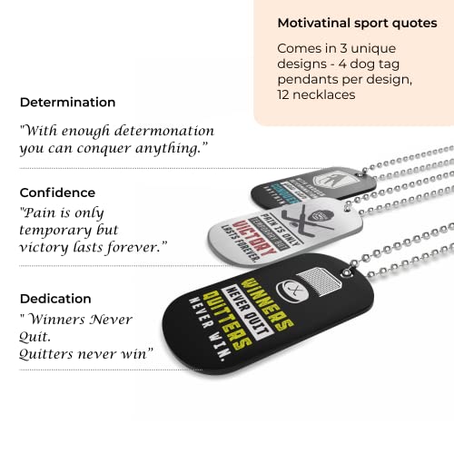 Inkstone Hockey Dogtag Necklaces | Motivational Sayings Pain is Only Temporary But Victory Lasts Forever | (12 Pack) | Encouraging Gift for Students, Teams, Players2
