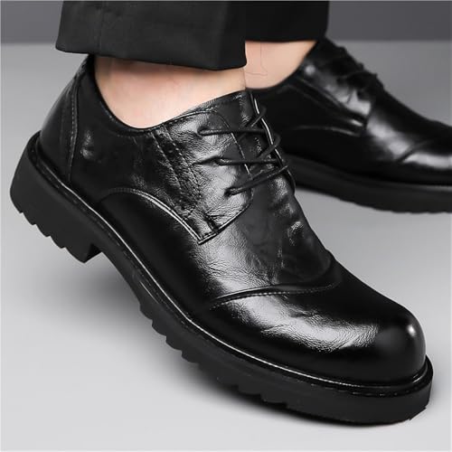 Men's Genuine Leather Derby Shoes Comfortable Lace-Up Formal Shoes for Business Trendy Large Toe Dress Shoes for Work and Events2