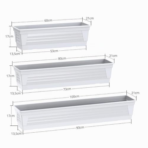 Plastard Blumenkasten 80 cm Weiß, Pflanzkasten, Balkonkasten – Ansicht 3
