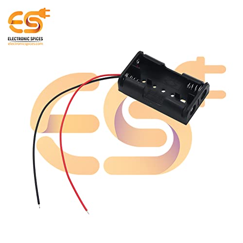 Image of Electronic Spices AA 2 Cell Battery Holder Hard Plastic Case With Wire Pack of 1 (1.5v X 2 Cells = 3volt)