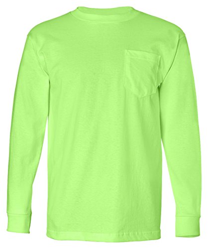 Bayside Apparel mens Long-Sleeve Tee with Pocket(BA8100)-DARK ASH-2XL