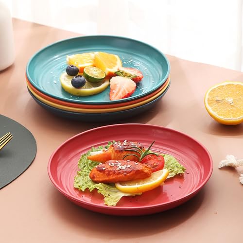 Image of Unbreakable Dinner Plates for Kitchen, Camping, Home, School, Bbqs, Picnics, Dorms, Offices, Appetizing, Soup, Rice, Salad Dishwasher Microwave Safe Dinnerware (20cm+23cm, Green, Pack of 2)