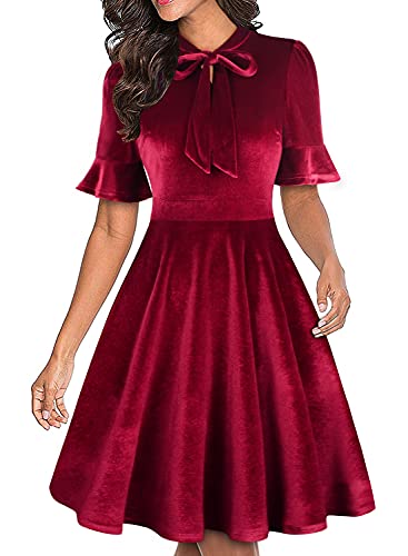 Image of Women Summer Floral Ruffle Sleeve Wear to Work Church Wedding Guest Party Dresses