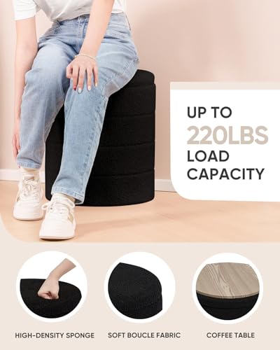 image for B FSOBEIIALEO Ottoman with Stroage, Round Sherpa Storage Ottoman Stool