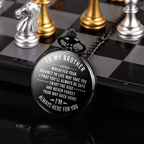 Image of TREEWETO Mens Engraved Pocket Watch Gifts for Brother, Unique Birthday Gift Ideas for Man, Graduation Gifts for Him, Present for Men