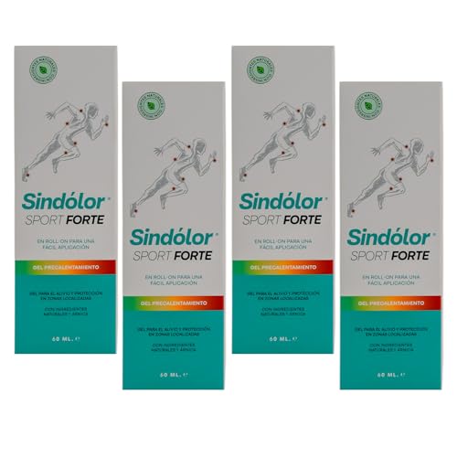 Sindólor Sport Forte Gel Precalentamiento en el Deporte. Producto Desarrollado con la Colaboración de Deportistas De Elite. Con Ingredientes Naturales y Árnica. Rollon 60 ml - Pack 4 Unidades.