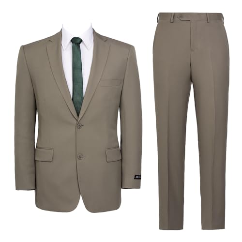 AMY ZHU Men's Classic Fit 2 Piece Suit – Suit Jacket & Dress Pants 2 Button for Business Wedding Prom