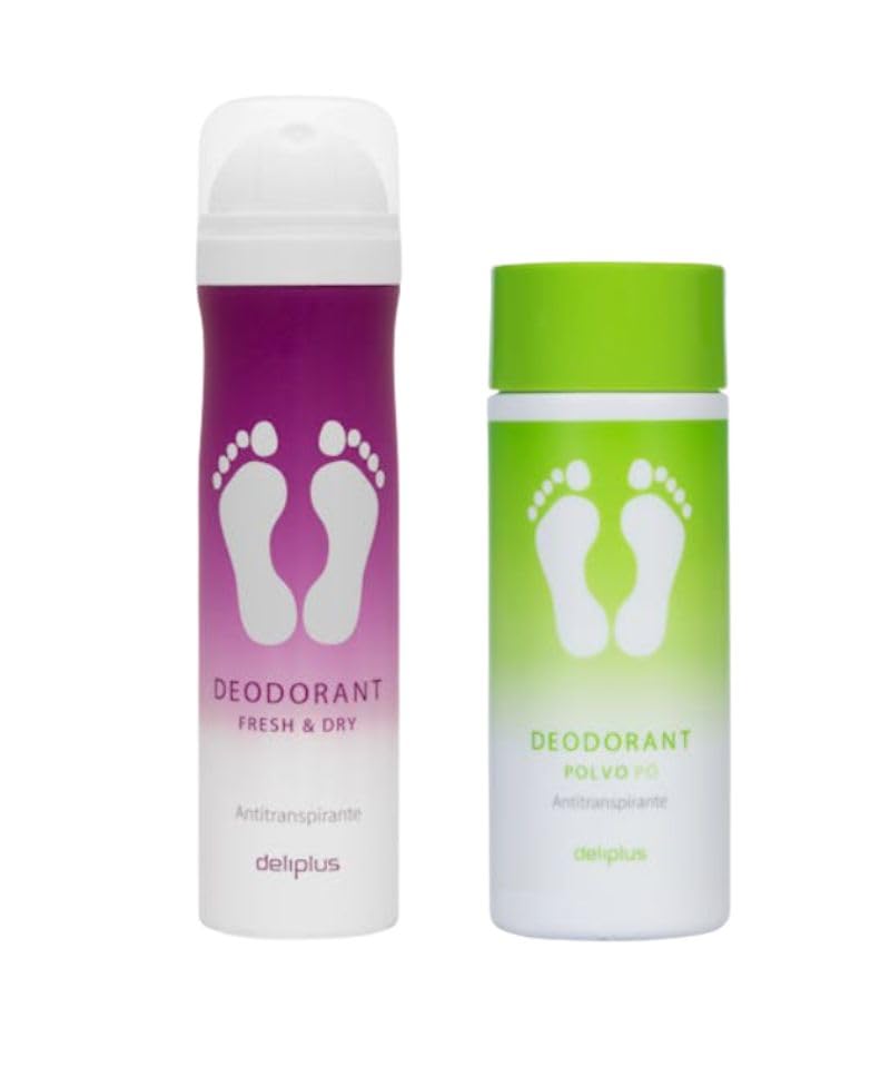 Desodorante Pies Antitranspirante, Spray Fresh & Dry + Polvo, Pack 2 - Pies Secos Sin Olor