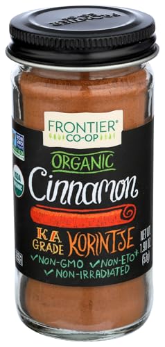Frontier Co-op Organic Ground Cinnamon, 1.9 Ounce Bottle, Gourmet Quality Cinnamon, Full Balanced Spicy Flavor, Kosher