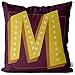 VOID Poszewka na poduszkę z inicjałami w kształcie litery M, wykonana z poliestru, wodoodporna, do użytku na zewnątrz, wymiary poduszki: 60 x 60 cm