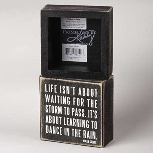 Primitives By Kathy 16336 Classic Box Sign, 4 X 4-Inches, Dance In The Rain #TOP1