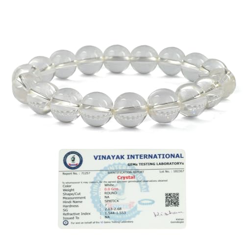 Image of Reiki Crystal Products Certified Natural Crystal Stone Round 10 mm Beads Bracelet for Men and Women | Reiki Charged Gemstone Jewellery Bracelet| Multiple Stone Variants Available