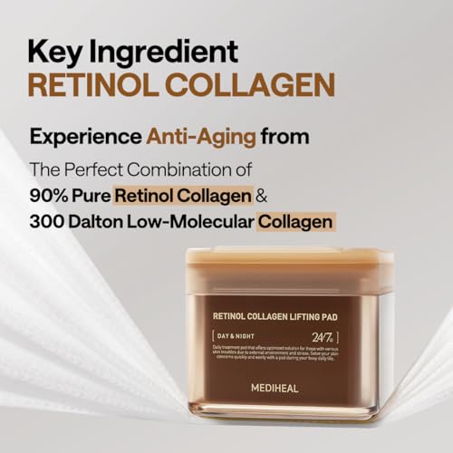 Image of MEDIHEAL Toner Pads - Retinol Collagen Lifting Pad (100 counts) for Skin Rejuvenation & Firming - Lifting Pads for Enhancing Skin Texture - Vegan Stretchable Lifting Fabric, Korean Skin Care