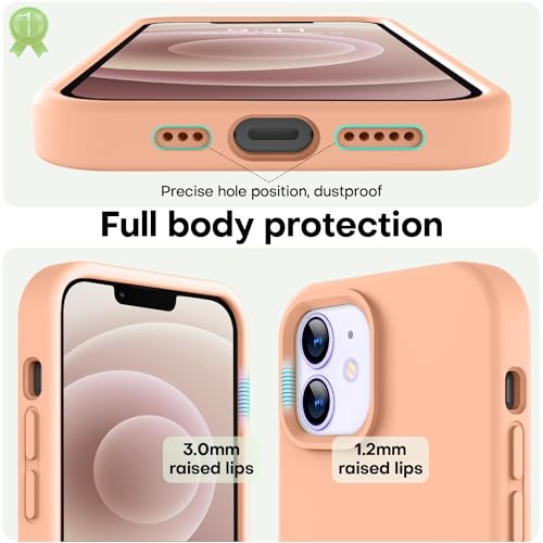 Image of LOVE 3000 Designed for iPhone 12 Case /iPhone 12 Pro Case, Premium Silicone with [Soft Anti-Scratch Microfiber Lining] Shockproof Protective Phone Case for Men Women Girls 6.1 inch, Cantaloupe