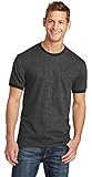 Port & Company PC54R 100% Cotton Ringer Tee - Dark Heather Grey/Jet Black - XL