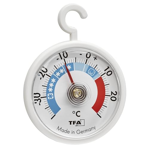 TFA Dostmann Analoges Kühlthermometer mit Haken, 14.4005, handlich, mit Kühlzonen, für Kühlschrank, Gefrierschrank und Kühlhaus zur...