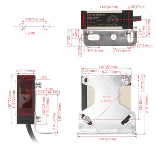 Image of Heschen Photoelectric Sensor Switch, E3JK-R4M1, DC12-24V, Feedback Reflection Type, Detection Distance 4 Meter, with Reflector Panel