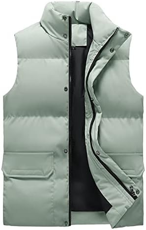 Bmisegm Vests For Men Men Women Autumn And Winter Fashion Casual Solid Color Zipper Collar Sleeveless Cotton Padded Vest Top