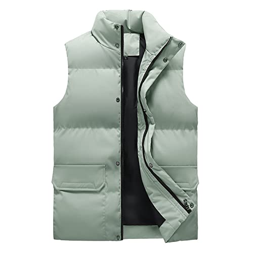 Bmisegm Vests For Men Men Women Autumn And Winter Fashion Casual Solid Color Zipper Collar Sleeveless Cotton Padded Vest Top #TOP2