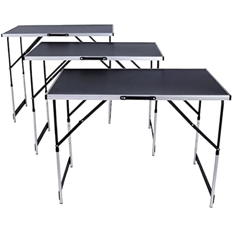 Groundlevel Adjustable Height Folding Table, Trestle, Plastic and Wood, Fold Up, Portable Dining Table for Camping, Garden Party, BBQ and Games - 1 Table, One Size - Adjustable Height (105079) Cover