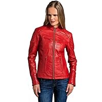 Urban Leather Corto Biker - Chaqueta de piel, Mujer, rojo, xxx-large