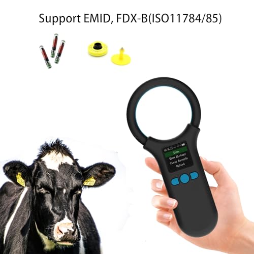 Image of Pet Microchip Scanner, Animal Universal Microchip Tag Reader Scanner with 1.44 inch TFT Screen, 500 Pieces Data Storage, 800mAh Rechargeable Battery, 3-in-1 Connections