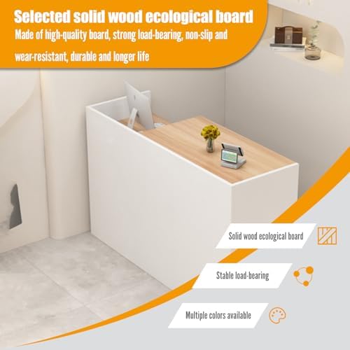 Reception Desk with Counter, L 35.4-74.8'' , Modern Front Desk Reception Counter, Solid wood ecological board, large storage space,with Storage Drawers, front office desk for Salon, Office, Lobby