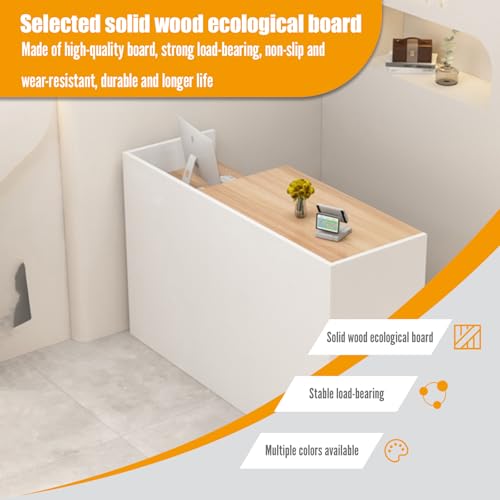 Reception Desk with Counter, L 35.4-74.8'' , Modern Front Desk Reception Counter, Solid wood ecological board, large storage space,with Storage Drawers, front office desk for Salon, Office, Lobby