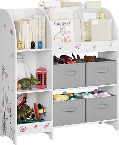 Image of BOTLOG Toy and Book Organizer for Kids, Toy Storage Organizer with 4 Bins, Children's Toy Shelf for Playroom, Kindergarten, School