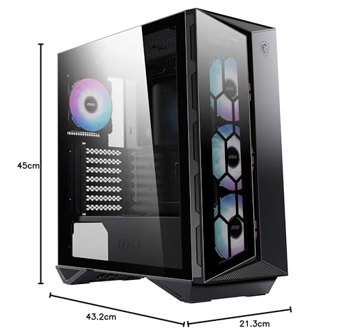 MSI MPG GUNGNIR 110R – 'G110R' Boîtier pour Ordinateur de Gaming, Noir, USB 3.2 Gen2 Type C, 4 Ventilateurs ARGB 120 mm, Mystic Light Sync, 1 à 6 ARGB, Panneau en Verre trempé, ATX, mATX, Mini-ITX
