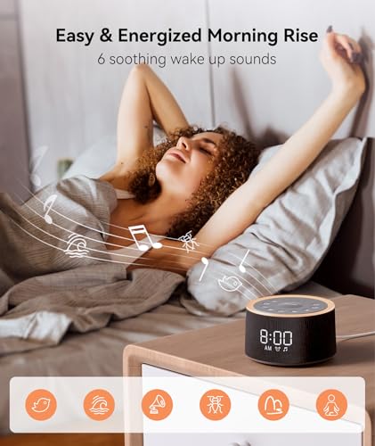 Image of Dreamegg D1+ Sound Machine & Alarm Clock - Sound Machine for Sleep, White Noise Machine with 29 Soothing Sounds, Night Light, 0-100% Dimmable, White Noise Alarm Clock for Bedrooms Adults Baby, Black