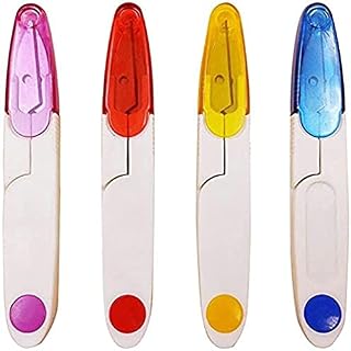 Sewing Snips,4 PCS Sewing Thread Cutters U Shape Thread Snips with Plastic Safety Cover Cross Stitch Scissors Unpicker for Tailor Embroidery Needlework DIY