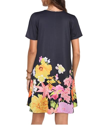 Image of JOLIGAL Summer Dresses for Women Casual Short Sleeve Sundress Scoop Neck Beach T Shirt Dress with Pockets 2026