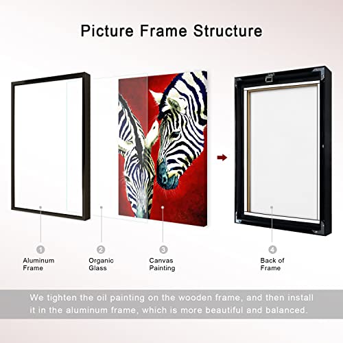 Canvas Wall Art Colorful Zebra Framed Wall Art Prints Painting Watercolor Animal Pictures For Living Room Bedroom Home Office Kitchen Wall Decor Artwork Abstract Paintings With Aluminum Black Frame For Home Modern Decoration 08X12Inch #TOP2