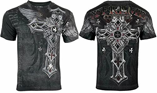 Xtreme Couture by Affliction Mens T-Shirt Battledome (M) Charcoal